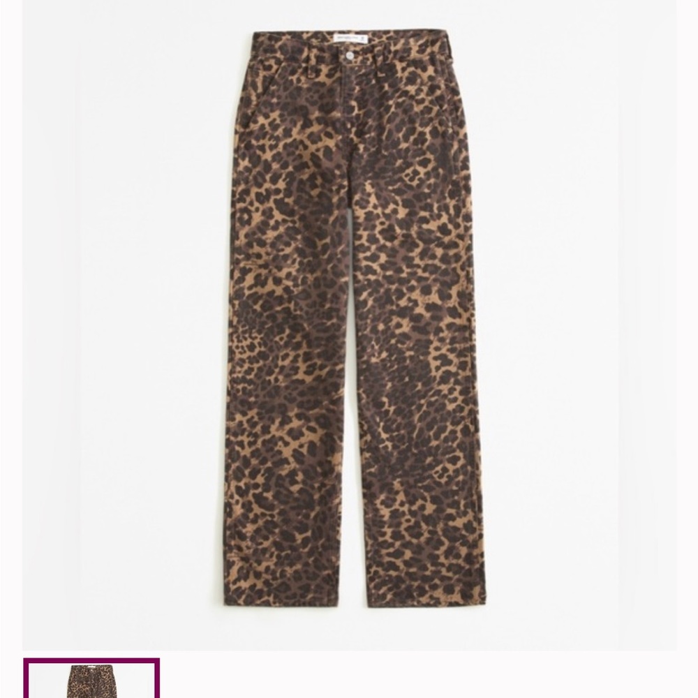 Abercrombie & Fitch Brown Leopard Print Straight Leg Jeans